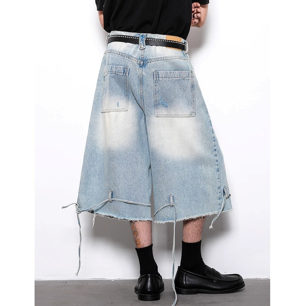 Retro Wash Code Accent Ripped Cropped Jeans BL1025