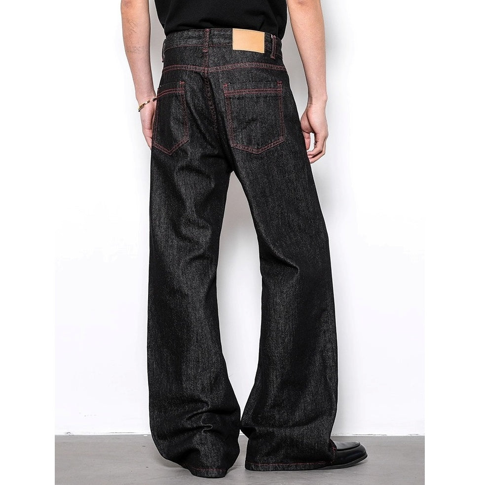 Red-trimmed Stitch Curve Jeans BL1012