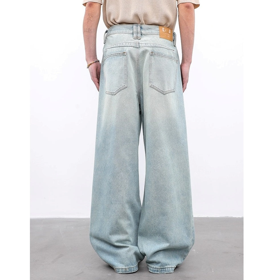 Tuck Design Patchwork Wide-leg Jeans BL1018