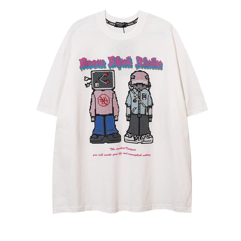 Retro Cartoon Love Print T-shirt NH7006