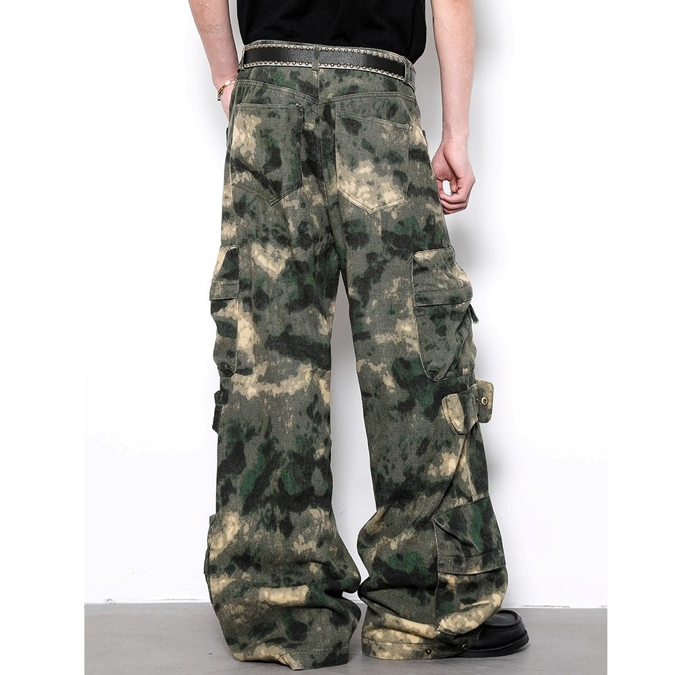 Wide Straight Camouflage Cargo Pants BL1027