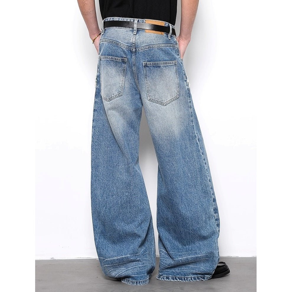 Vintage Raw Edges Pocket Wide Leg Jeans BL1011