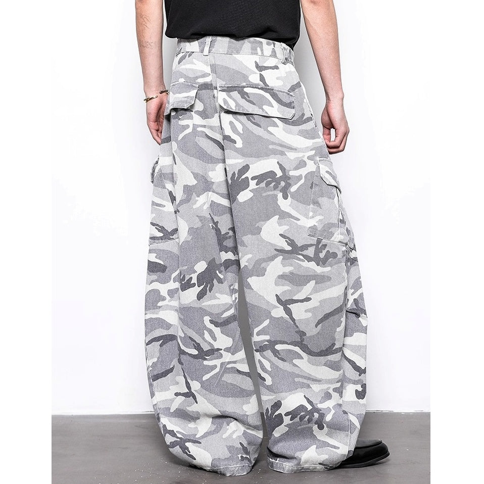 Camouflage Wide Leg Curve Cargo Pants BL1019
