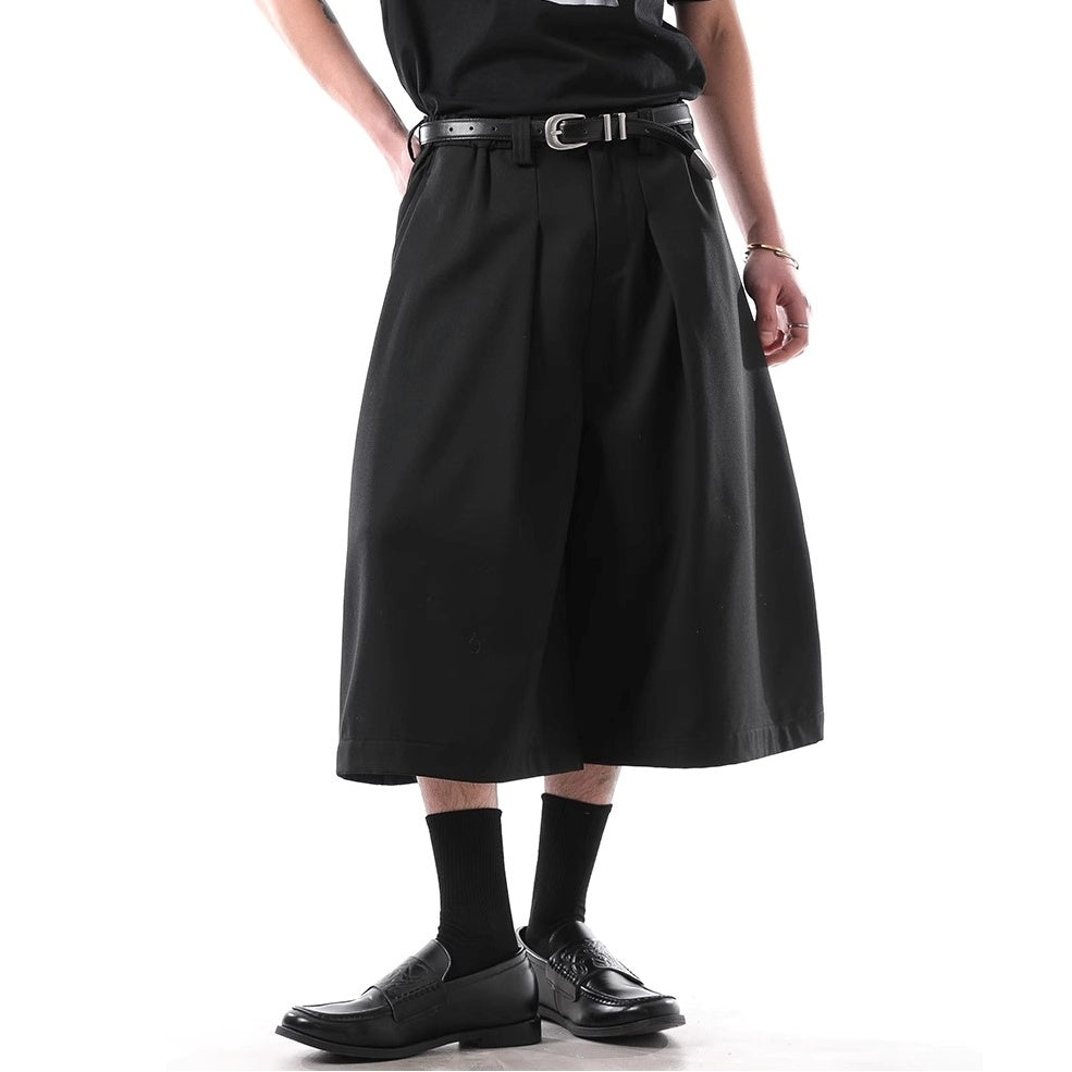Tuck Design Draped Wide Cropped Pants BL1033