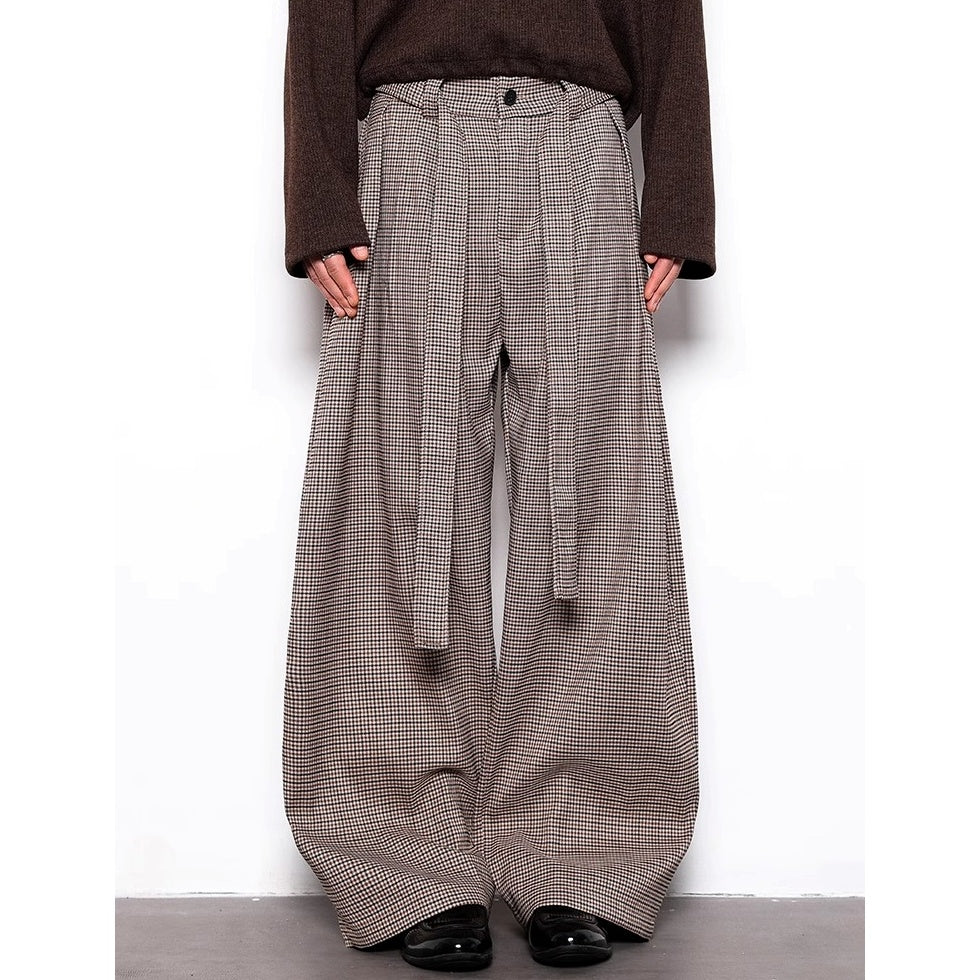 Houndstooth Relaxed Wide-leg Pants BL1029