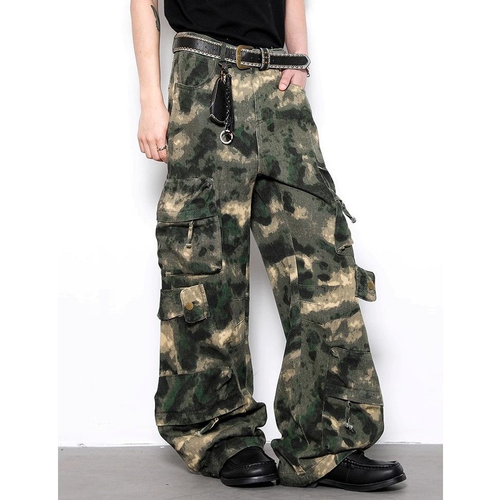 Wide Straight Camouflage Cargo Pants BL1027