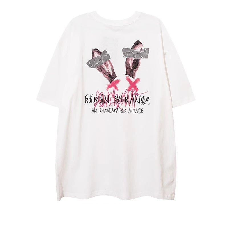 Bunny Girl Print Loose T-shirt NH7008