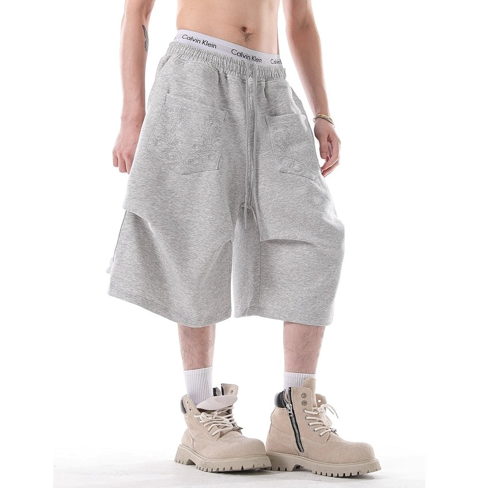 Pleated Sport Wide-Leg Sweat Half Pants BL1022