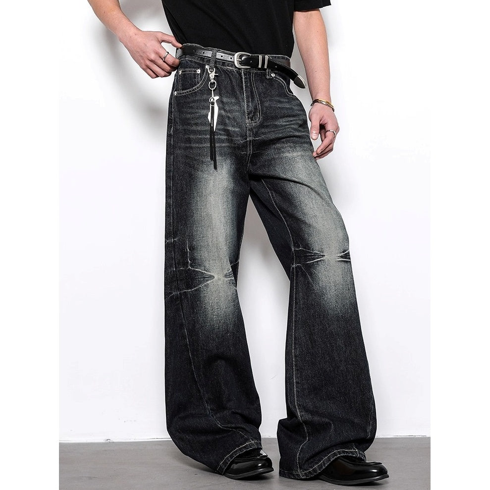 Vintage Washed Whiskers Flared Jeans BL1010