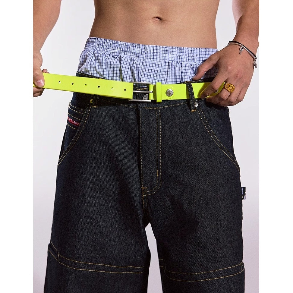 Highlighter Color Rivet Leather Belt MB7367