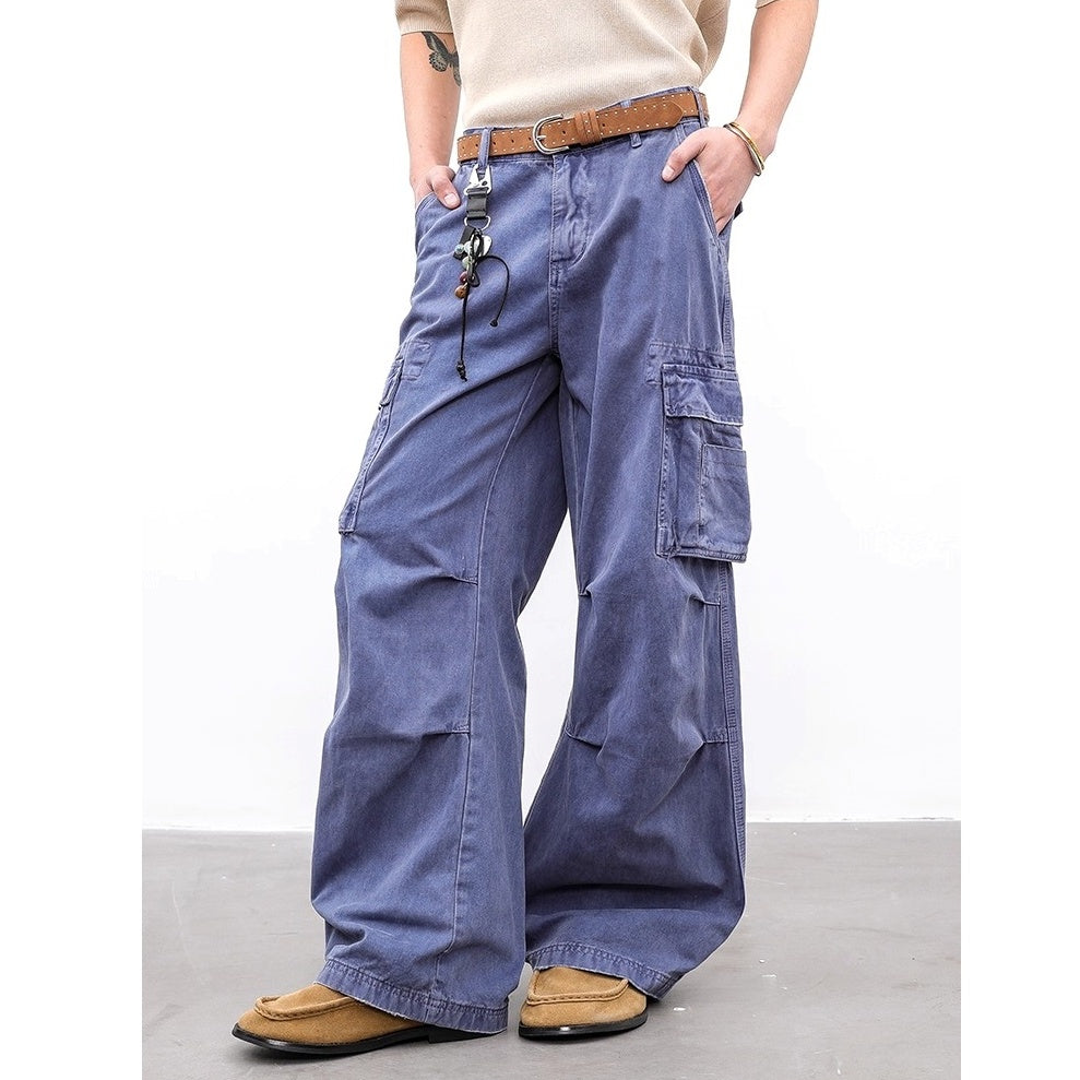 Vintage Wash Wide-leg Cargo Pants BL1007