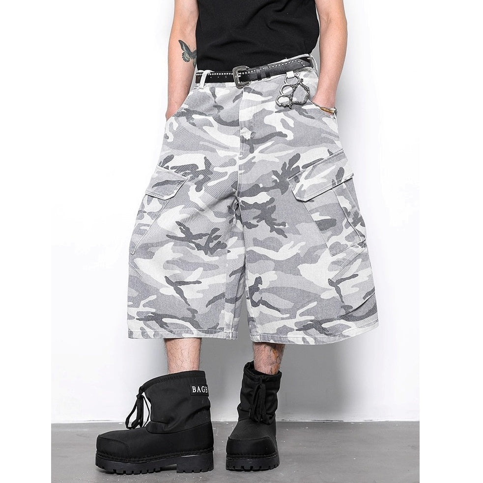 Camouflage Cropped Wide Cargo Pants BL1014