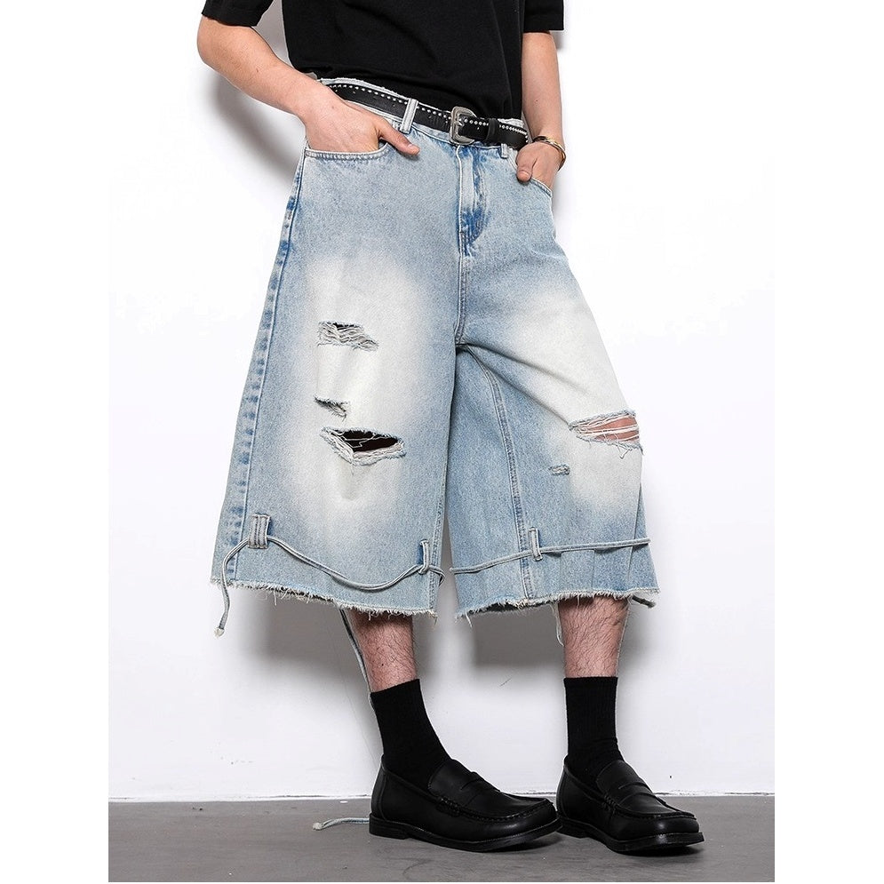Retro Wash Code Accent Ripped Cropped Jeans BL1025
