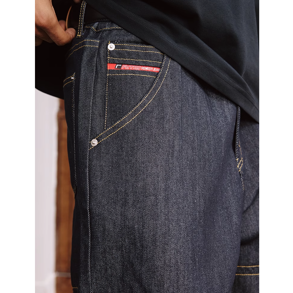 Stitch Design Loose Straight Jeans MB7369