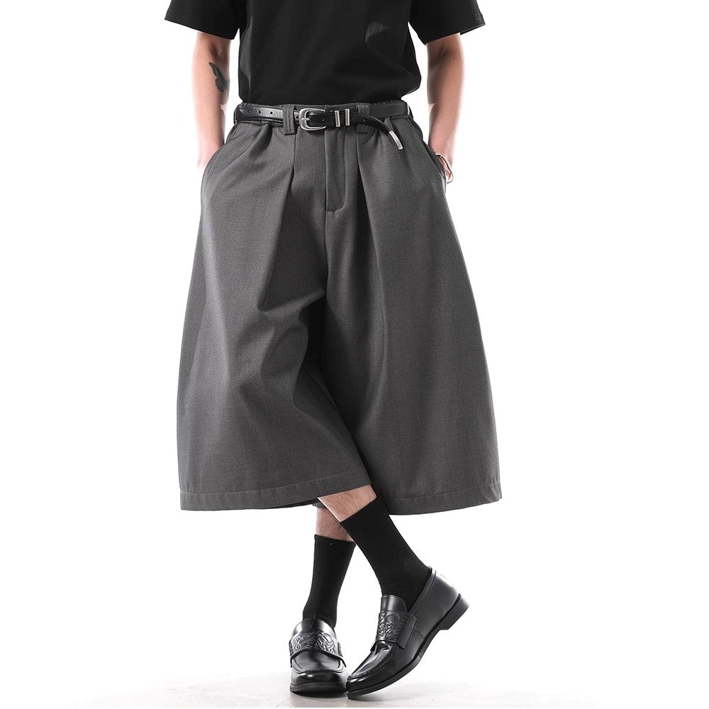 Tuck Design Draped Wide Cropped Pants BL1033