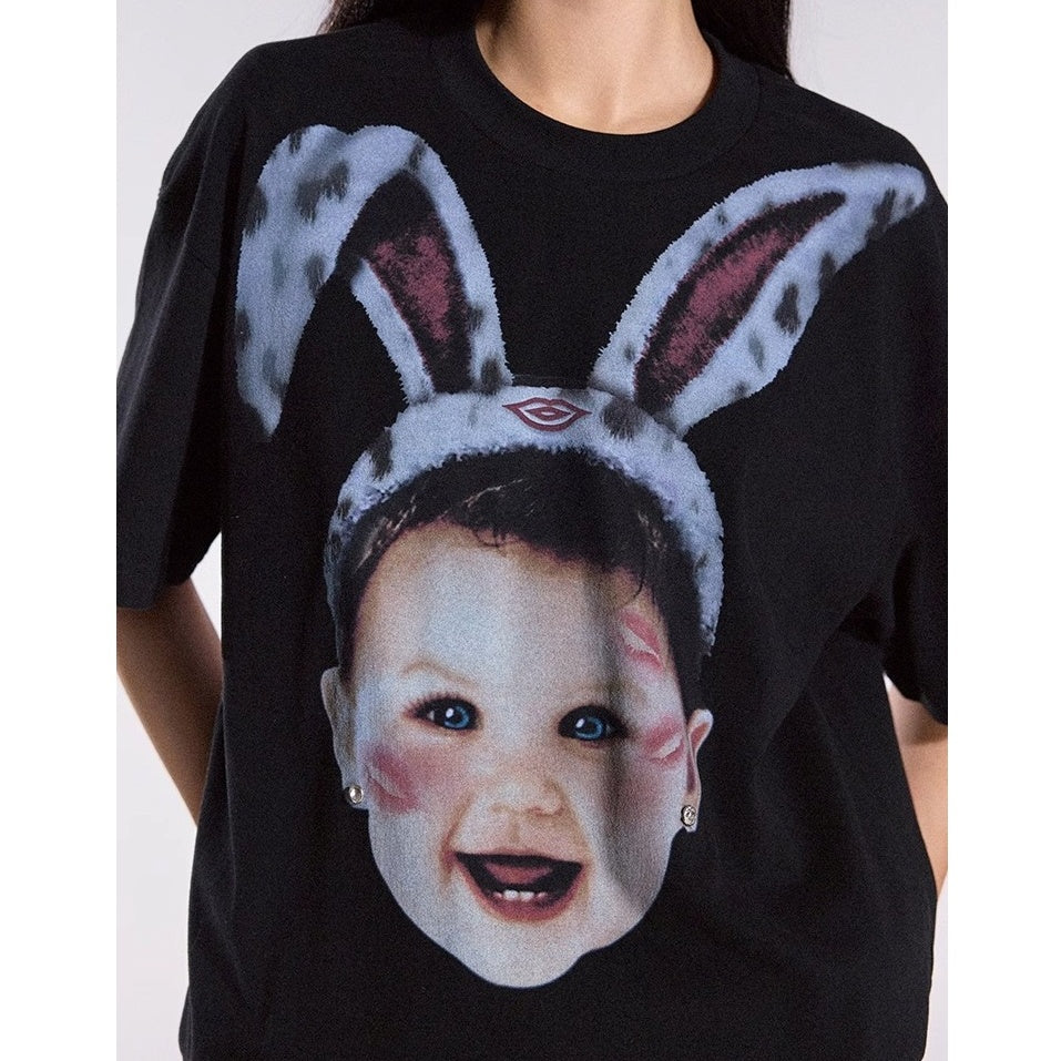Fun Rabbit Treasure Print T-shirt MB7359