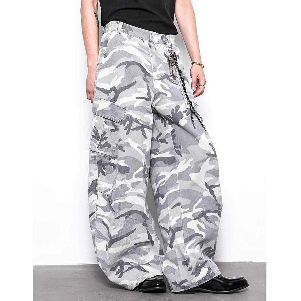 Camouflage Wide Leg Curve Cargo Pants BL1019
