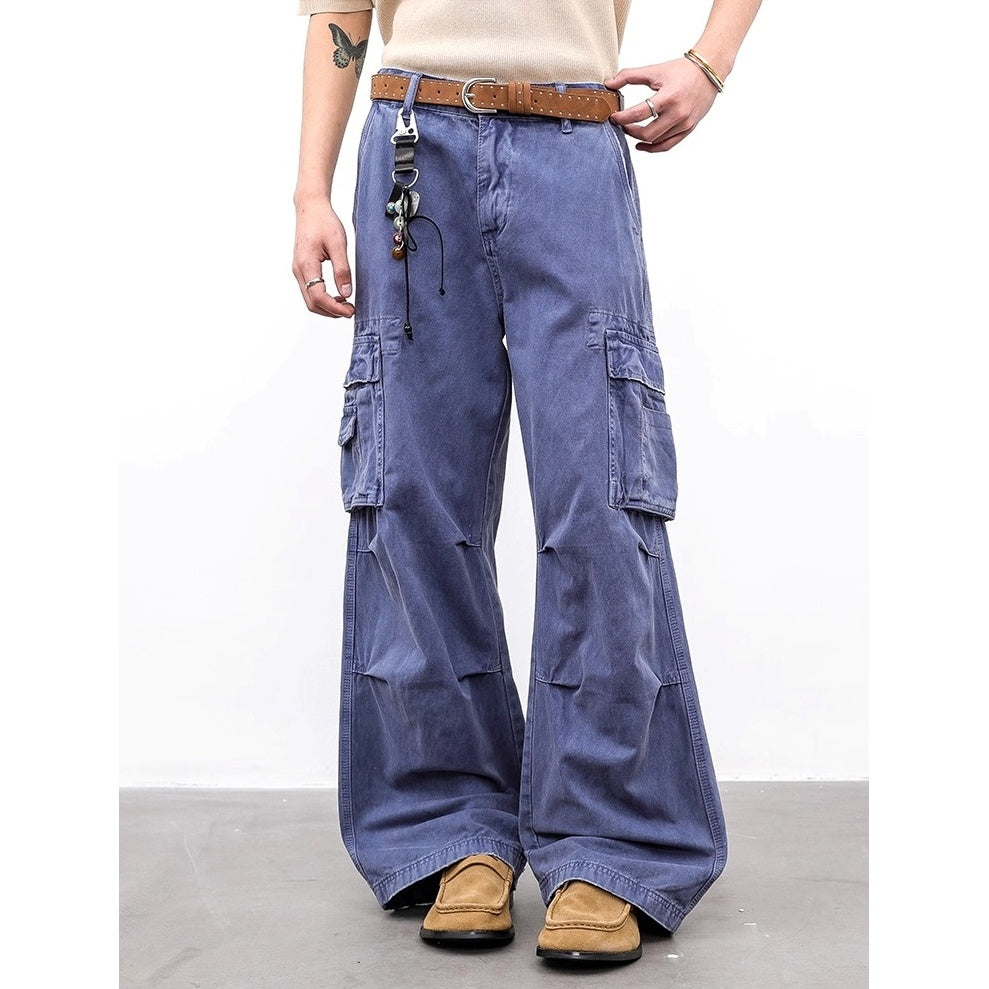 Vintage Wash Wide-leg Cargo Pants BL1007