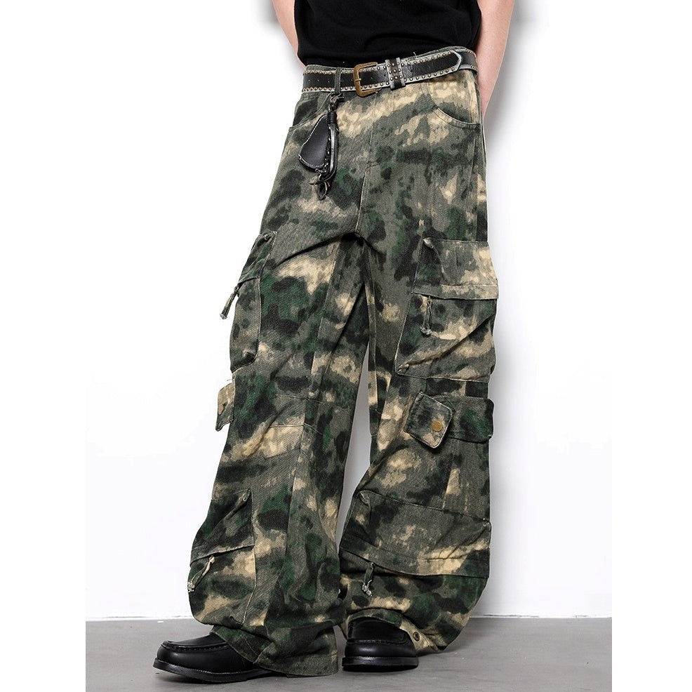 Wide Straight Camouflage Cargo Pants BL1027
