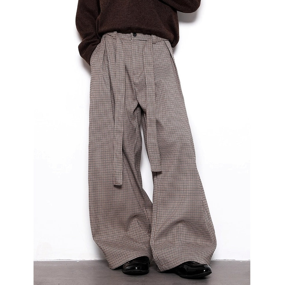 Houndstooth Relaxed Wide-leg Pants BL1029