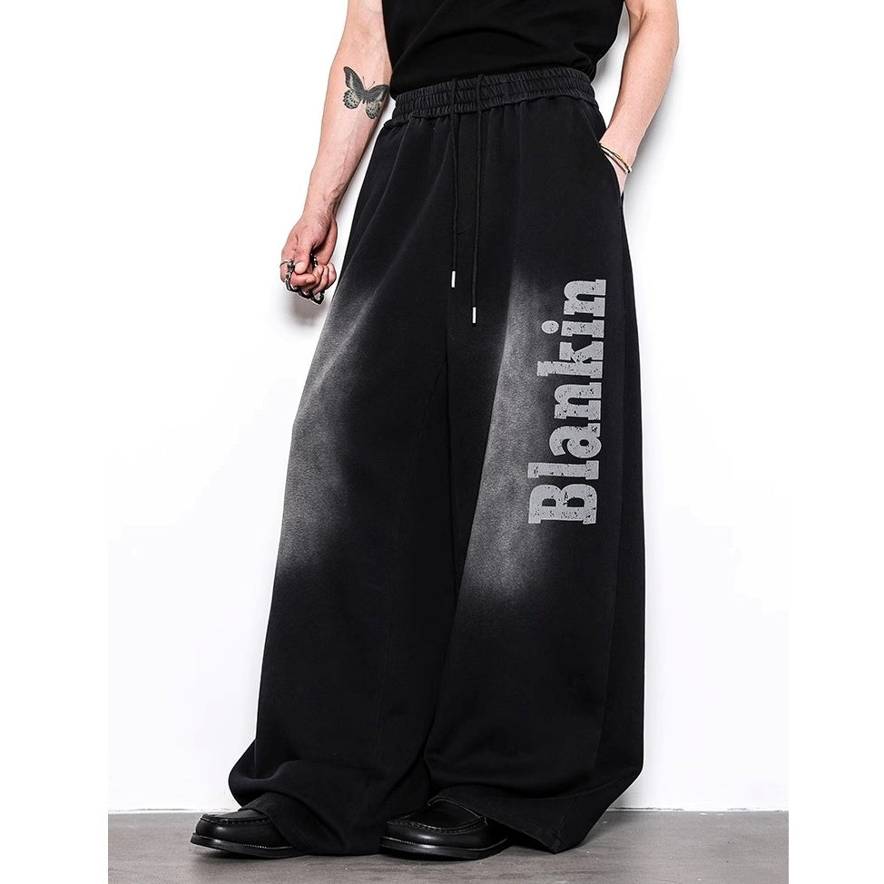 Washed Wide-leg Scimitar Logo Casual Pants BL1030