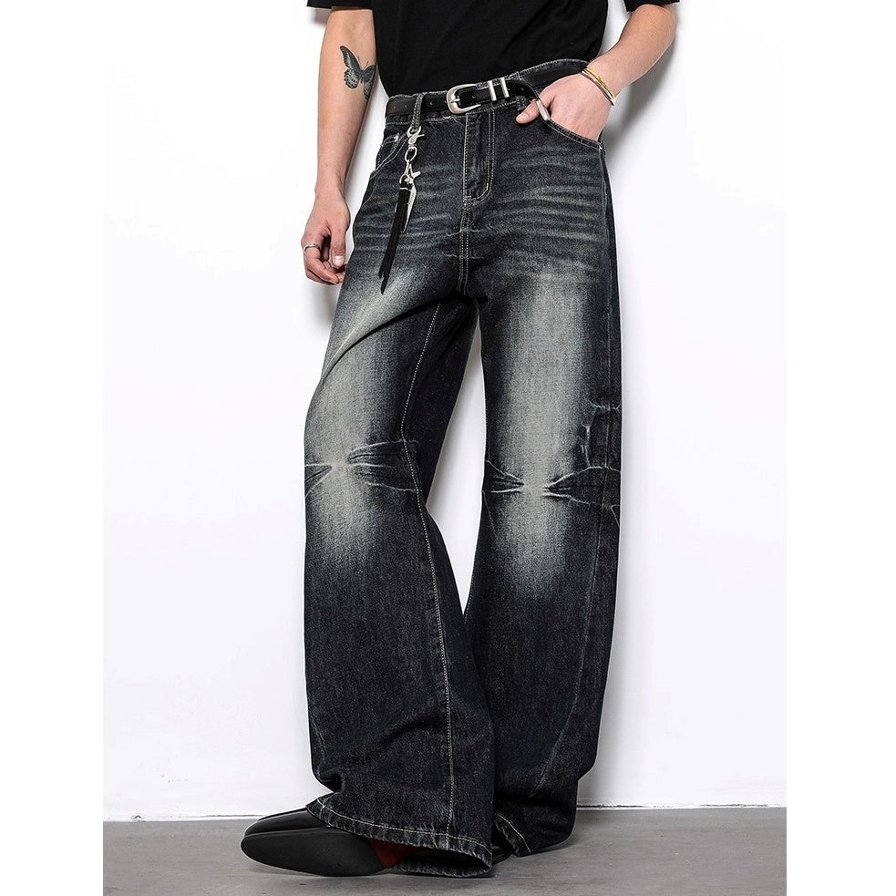 Vintage Washed Whiskers Flared Jeans BL1010