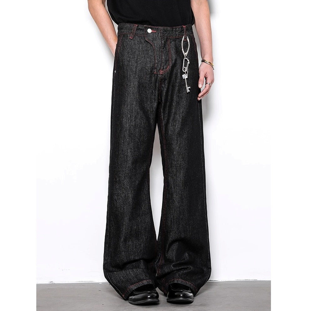 Red-trimmed Stitch Curve Jeans BL1012