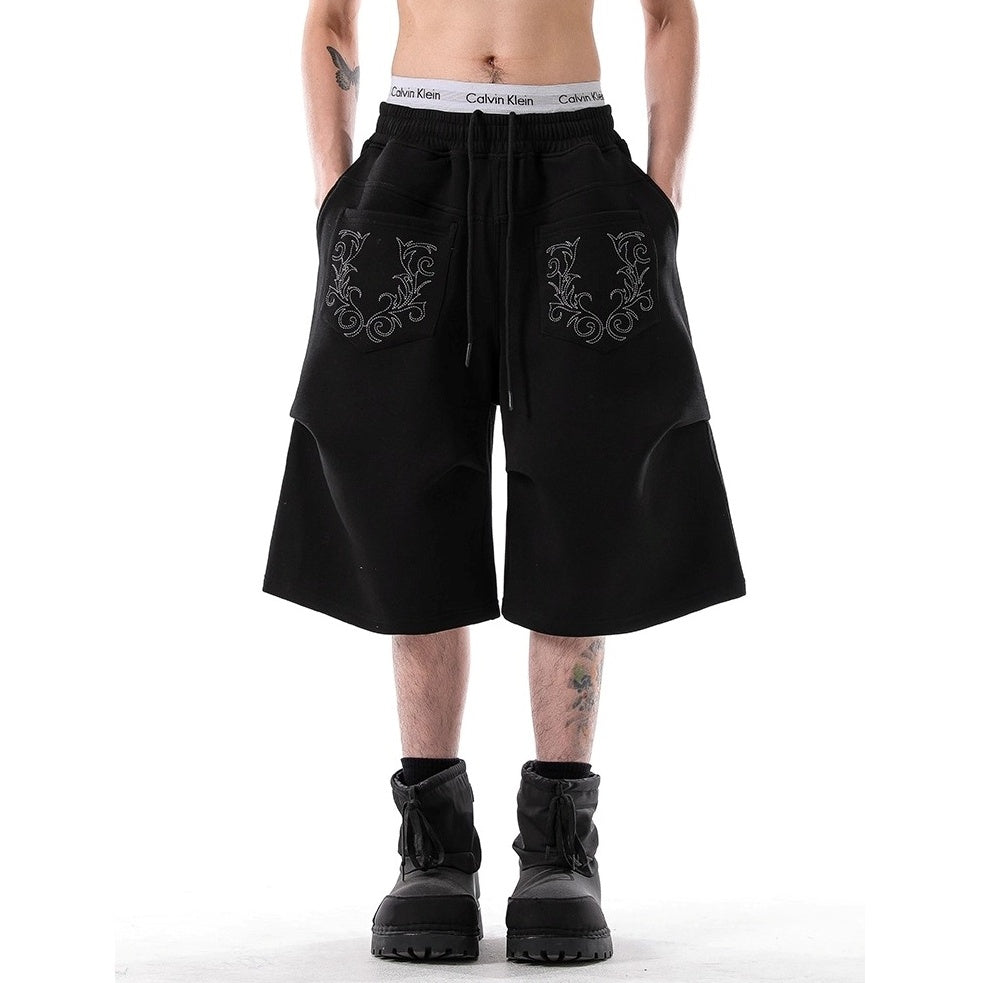 Pleated Sport Wide-Leg Sweat Half Pants BL1022