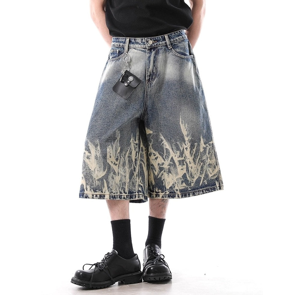 Lightning Wash Denim Loose Cropped Pants BL1049
