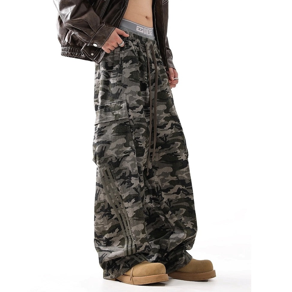 Side Stripe Camouflage Cargo Pants BL1032