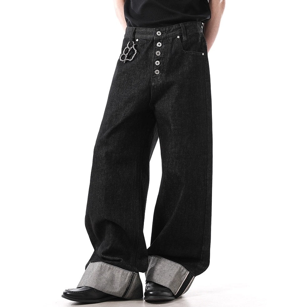 Breasted Red Ear Wide Jeans BL1013