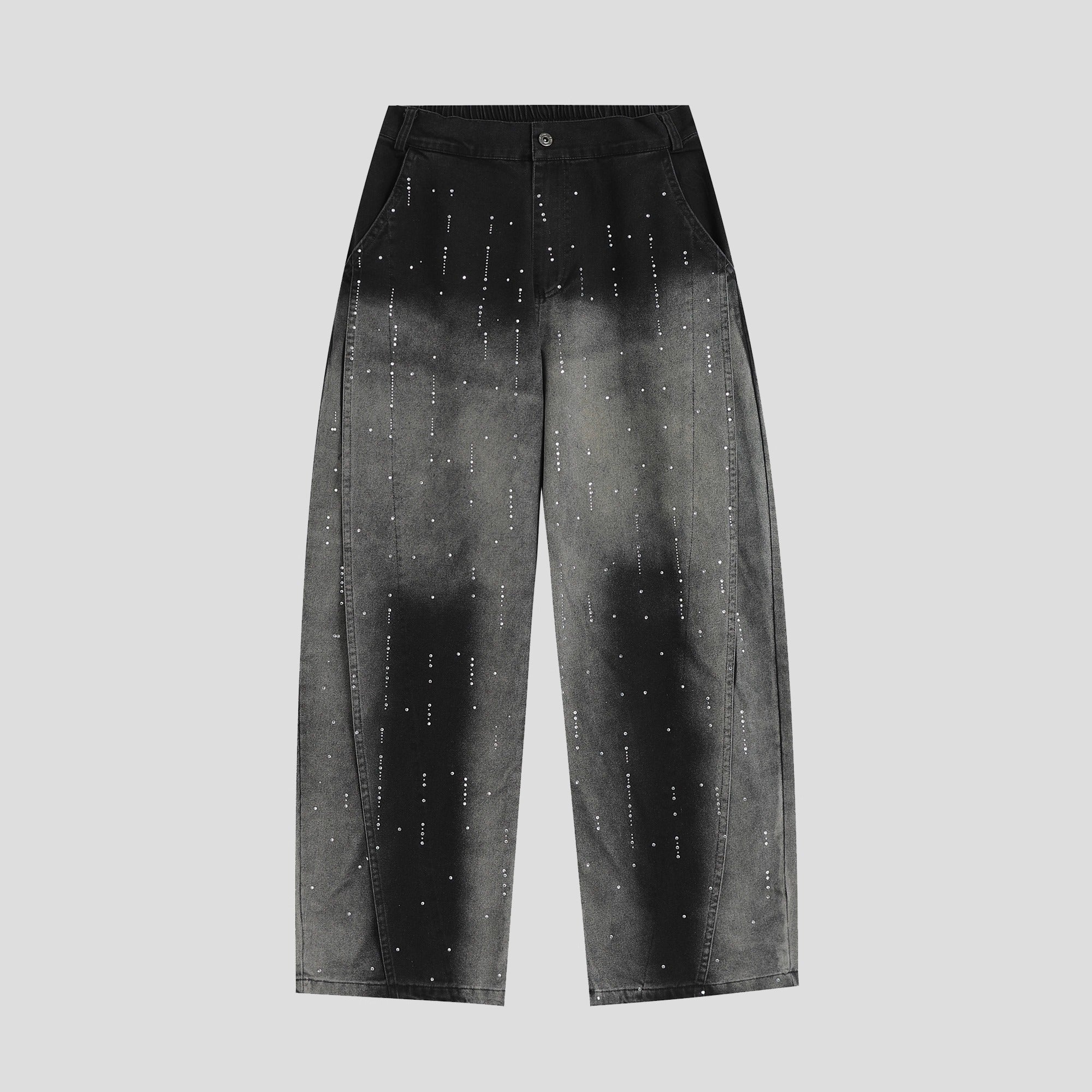 RhineStone Gradient Washed Loose Jeans IN7064