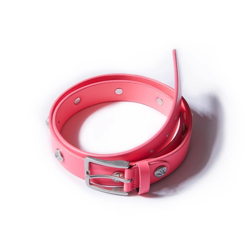 Highlighter Color Rivet Leather Belt MB7367
