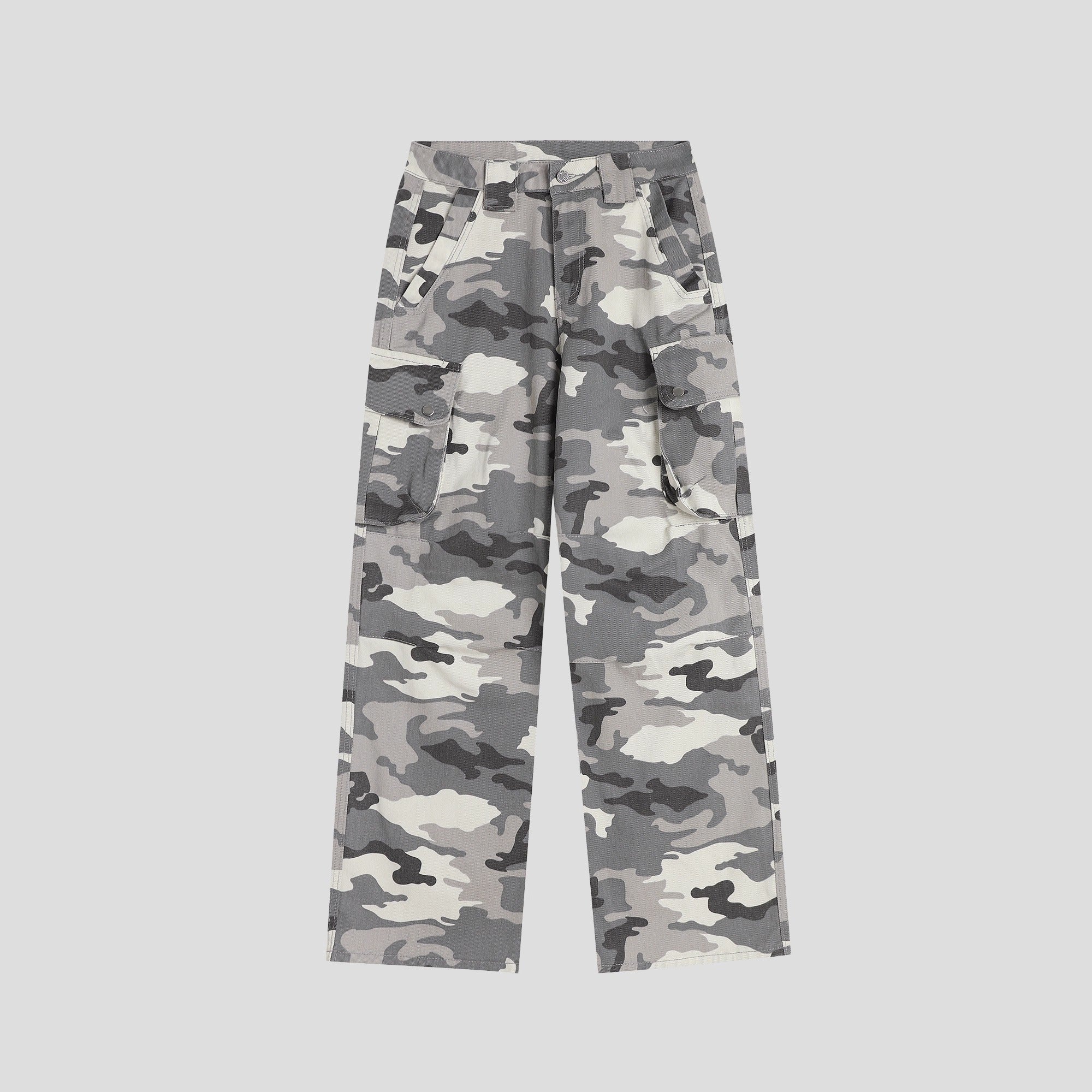 Camouflage Loose Straight Cargo Pants IN7067