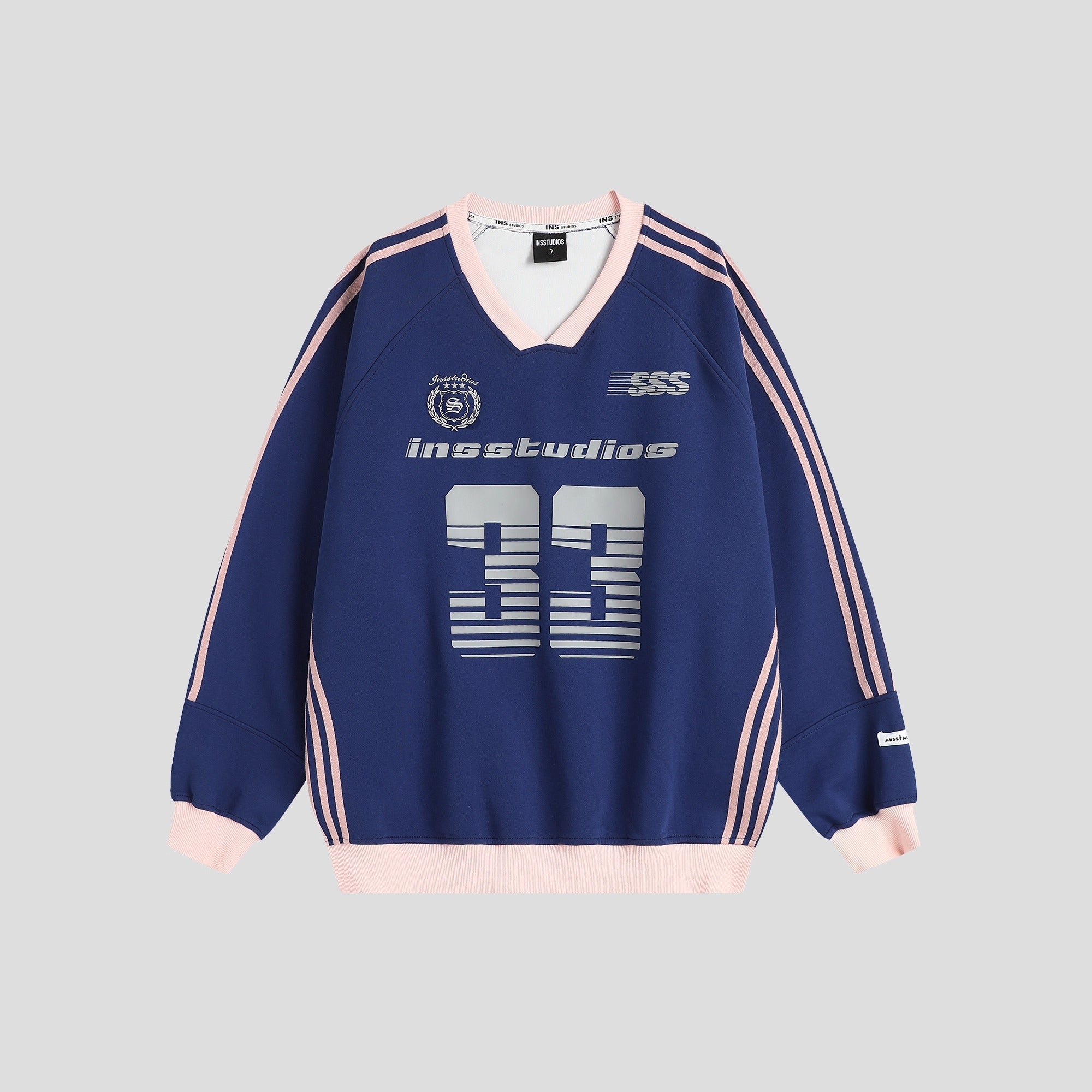 V-Neck Striped Jersey Sweatshirt IN7075