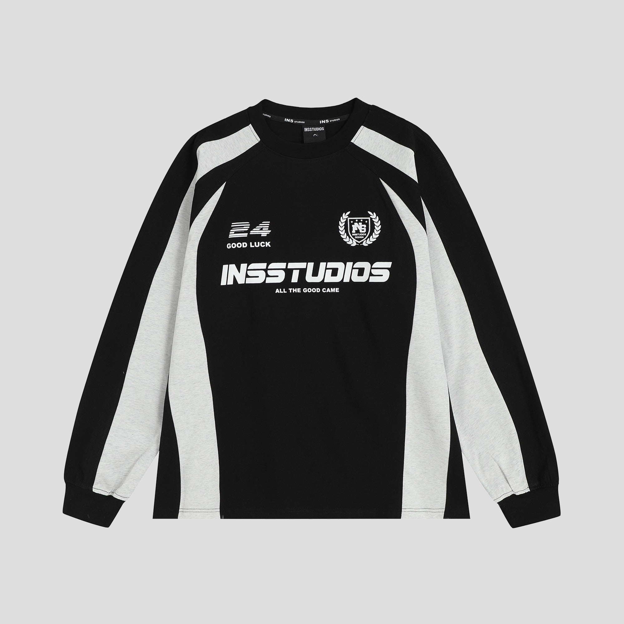 Contrasting Stitching Racing LOGO Long Sleeve T-shirt IN7074