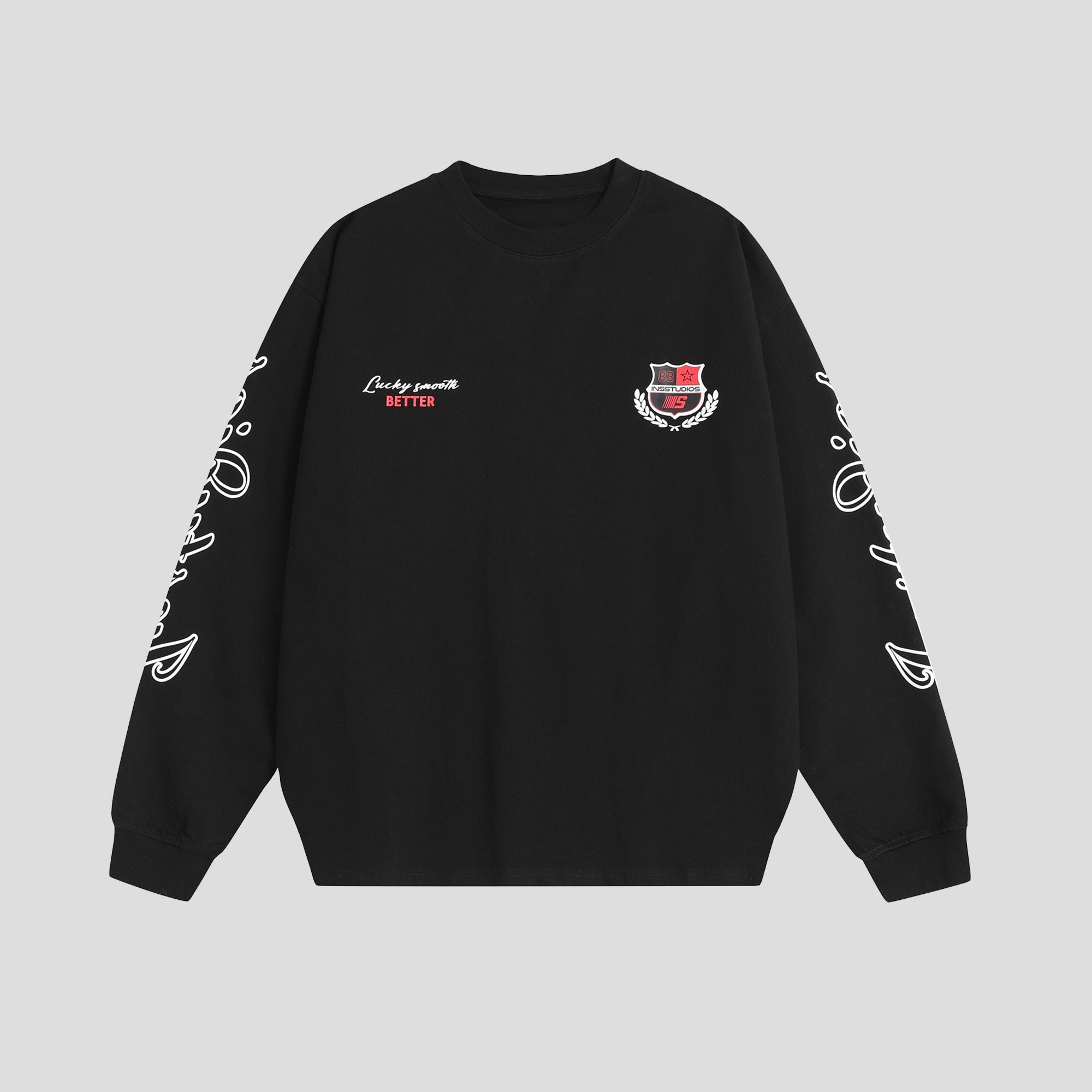 Retro Badge Print LOGO Long Sleeve T-Shirt IN7072
