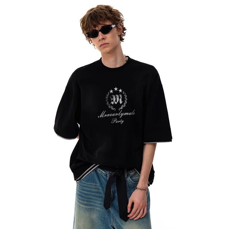 Alphabet Print Fake Two T-Shirt MR056