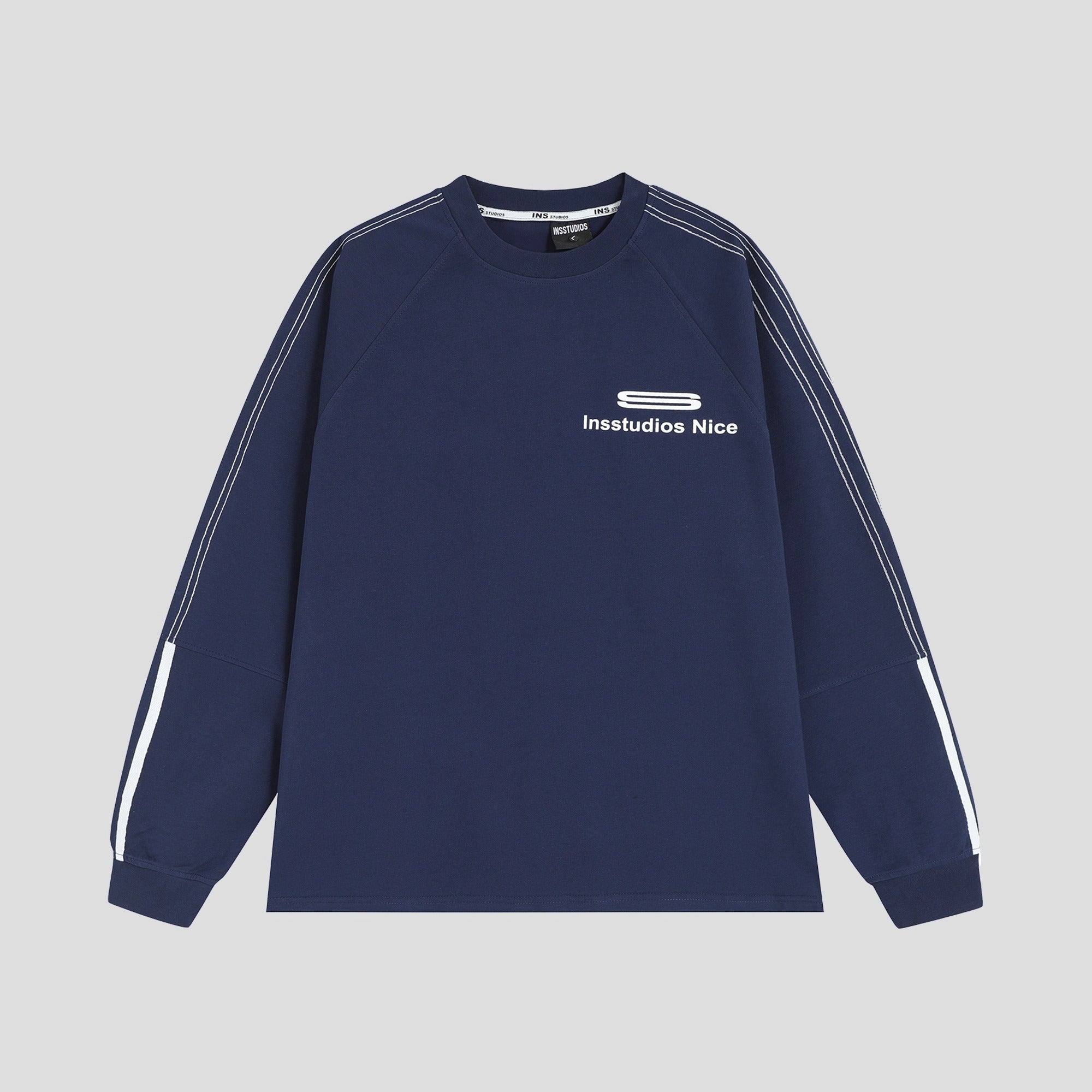 Dotted Line Three Bars LOGO Raglan Long Sleeve T-Shirt IN7071