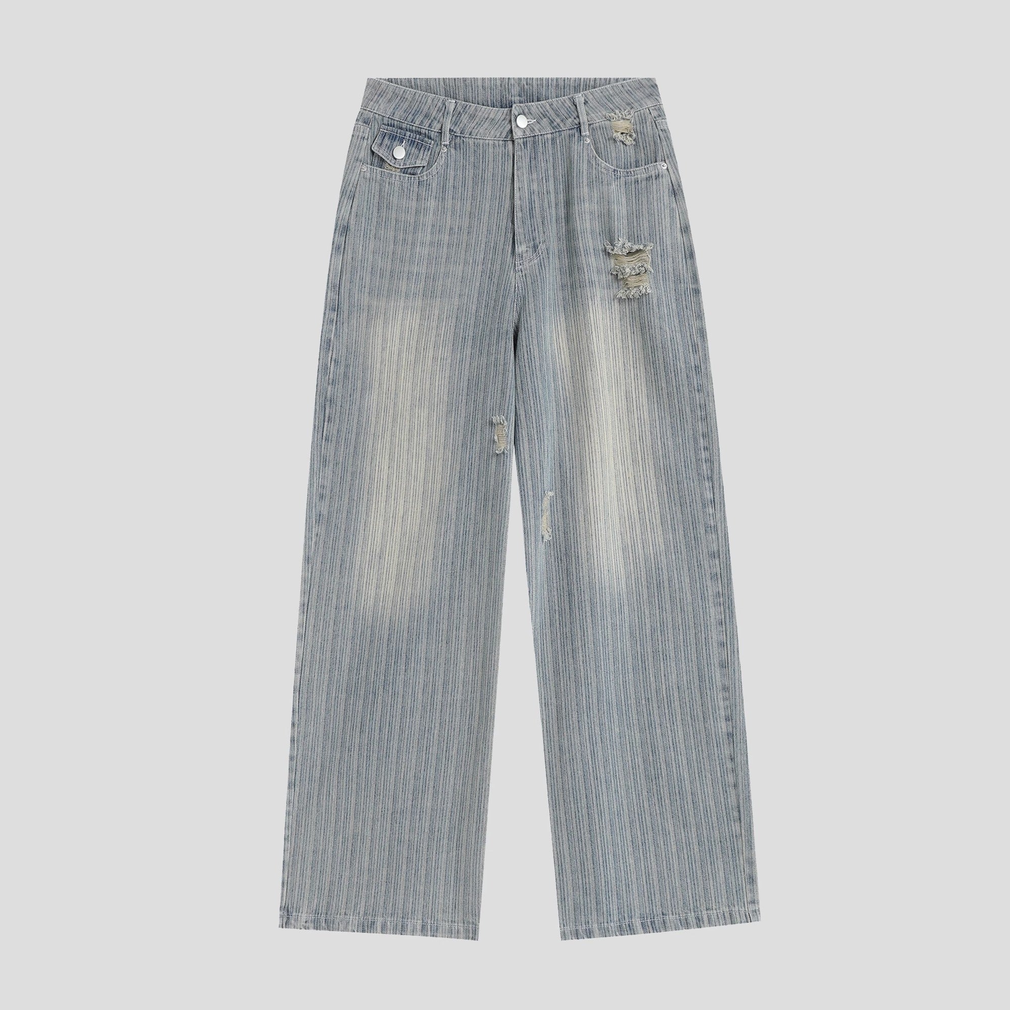 Vintage Vertical Stripe Loose Ripped Jeans IN7063