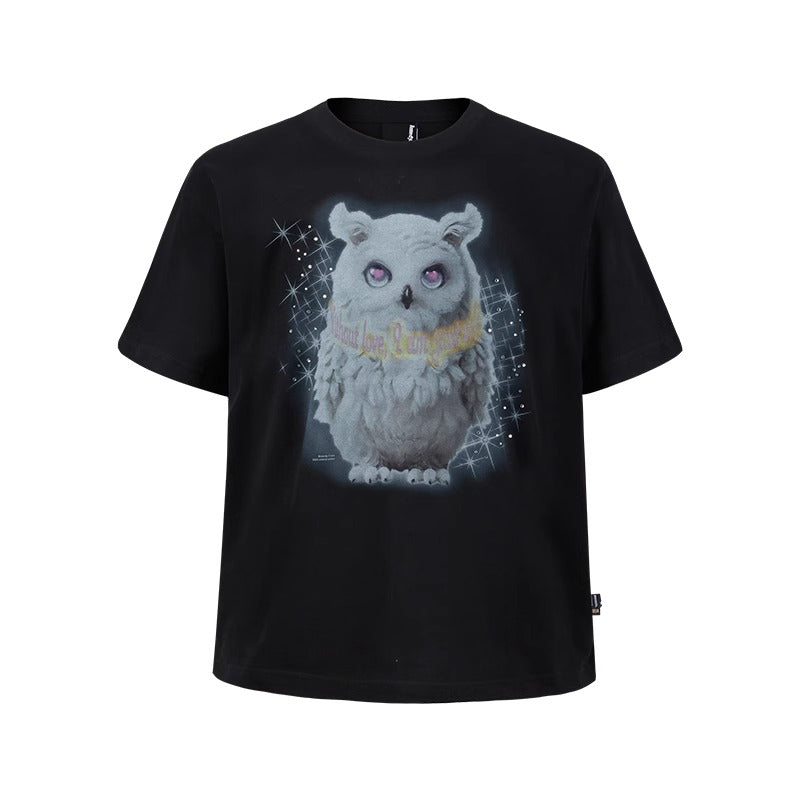 Owl Rhinestone Loose T-shirt MB7361