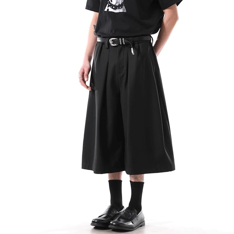 Tuck Design Draped Wide Cropped Pants BL1033