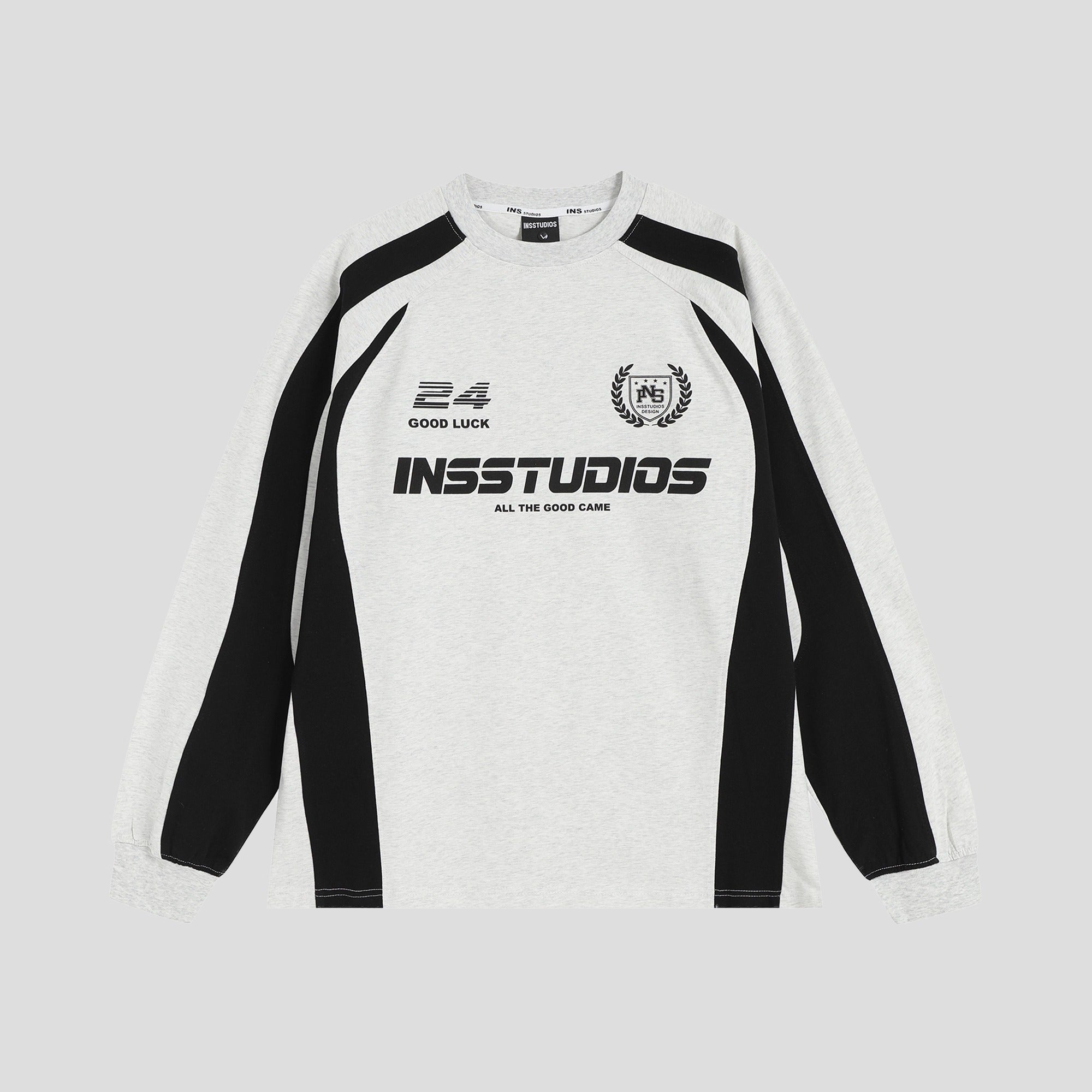 Contrasting Stitching Racing LOGO Long Sleeve T-shirt IN7074