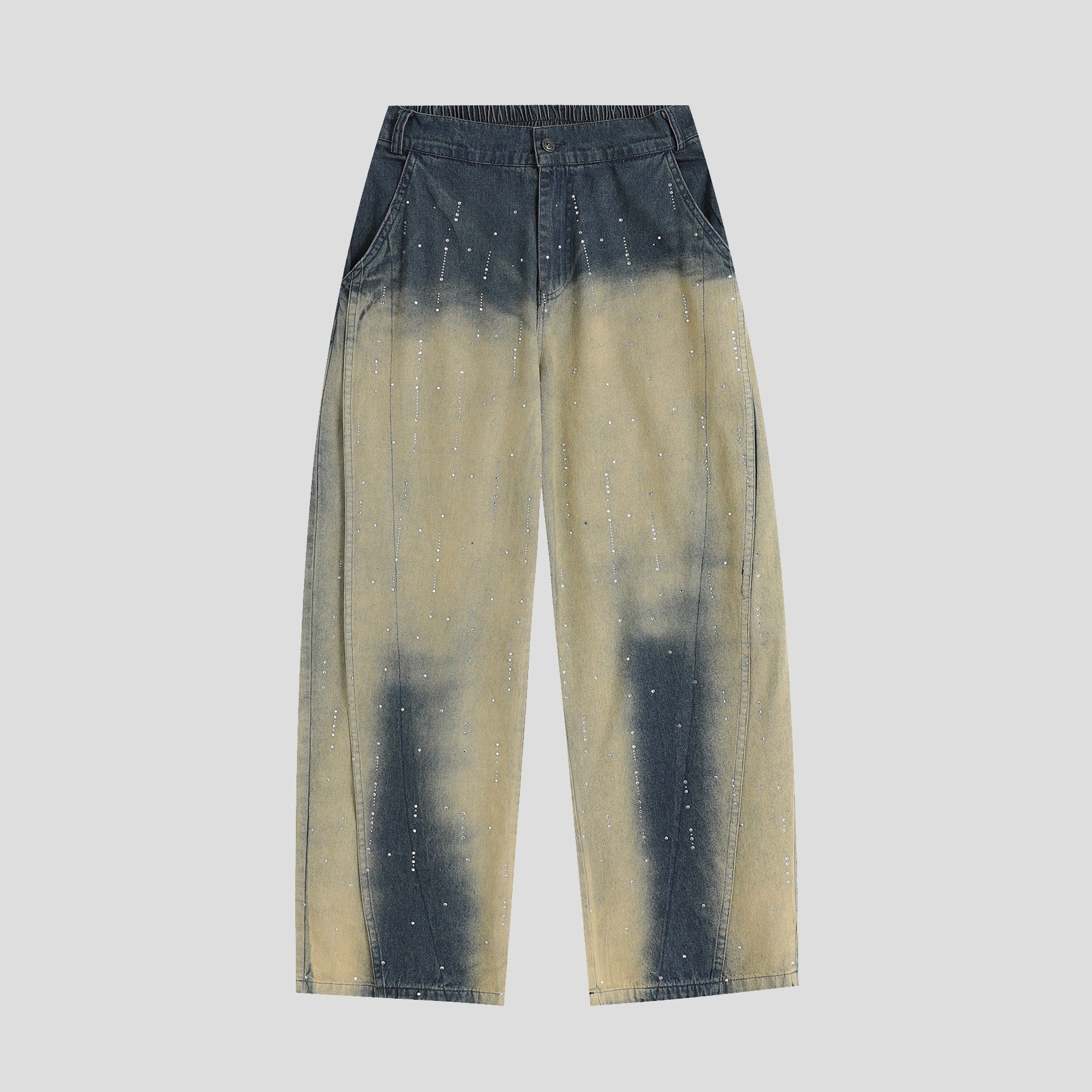 RhineStone Gradient Washed Loose Jeans IN7064