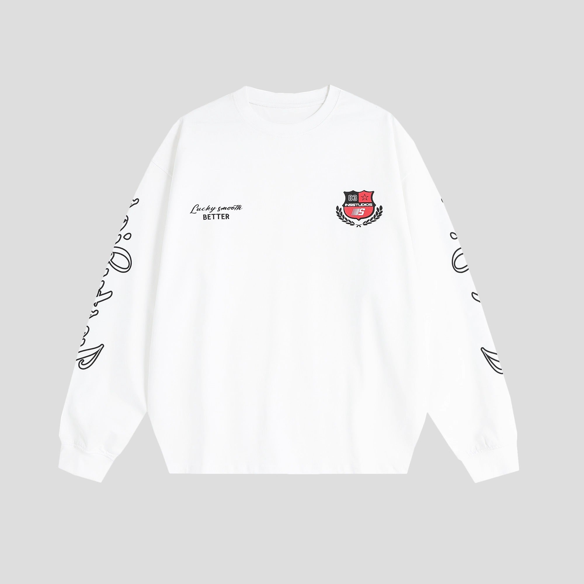 Retro Badge Print LOGO Long Sleeve T-Shirt IN7072