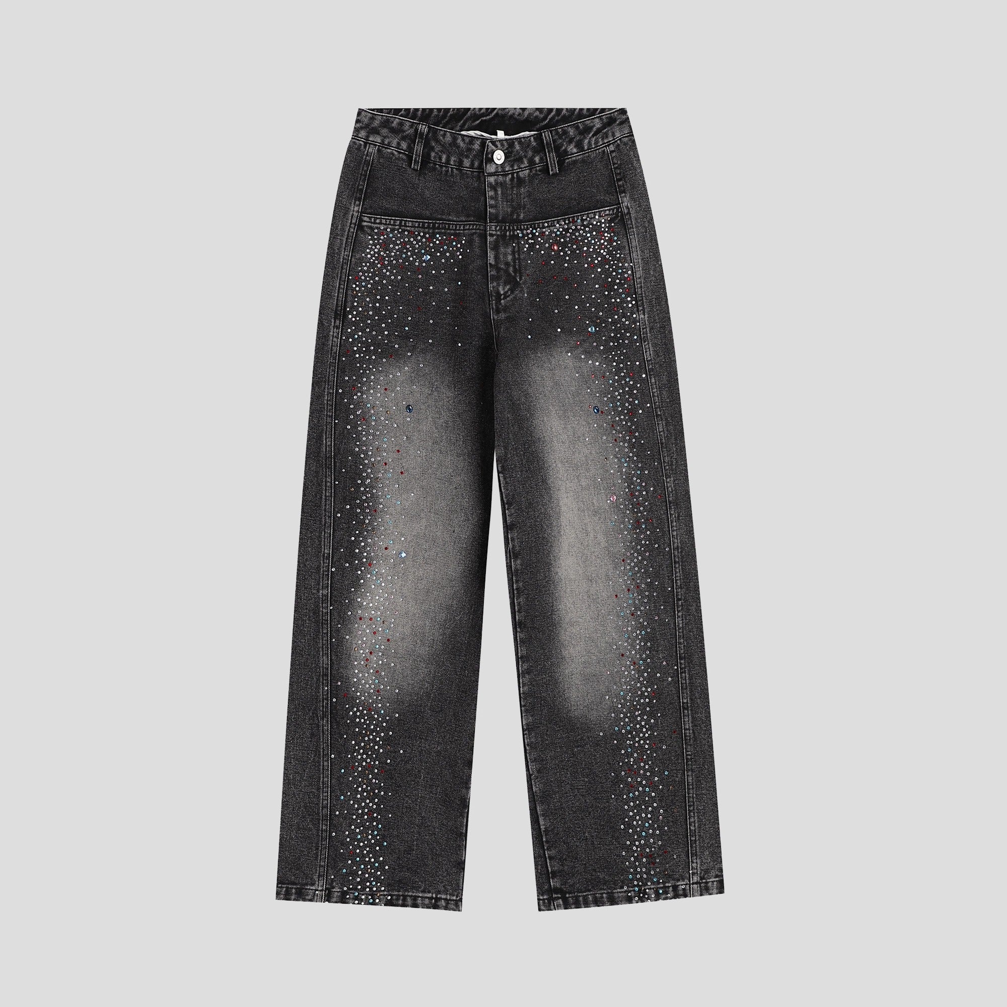 Gradient Colorful RhineStone Loose Jeans IN7069