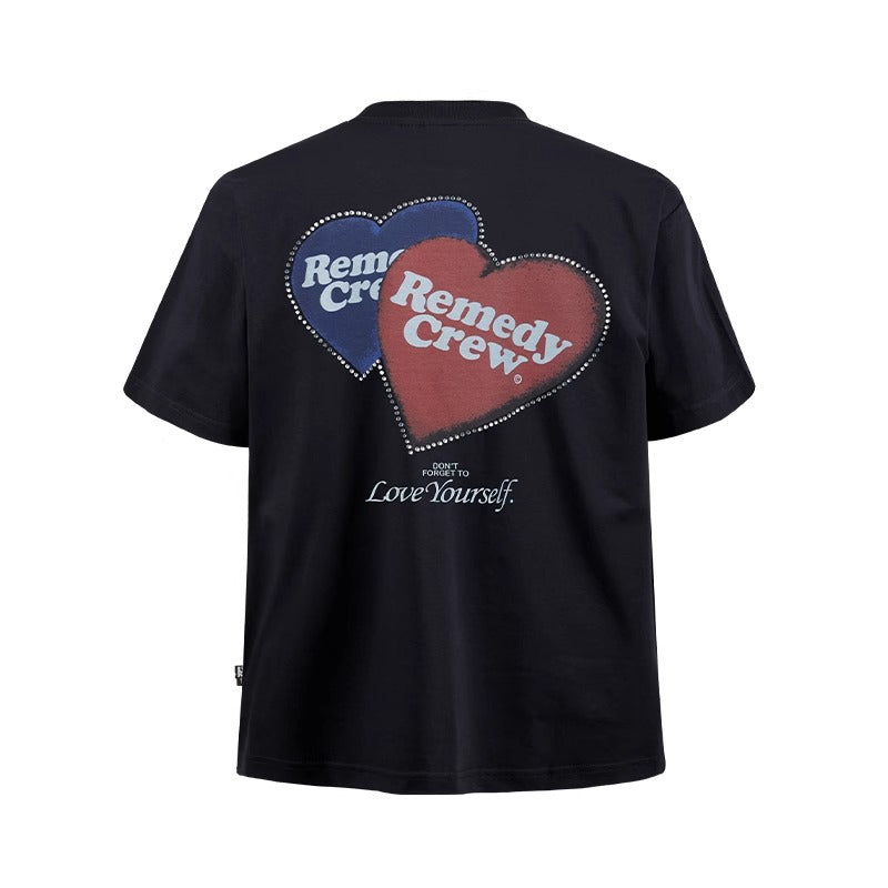Heart Rhinestone Loose T-shirt MB7365