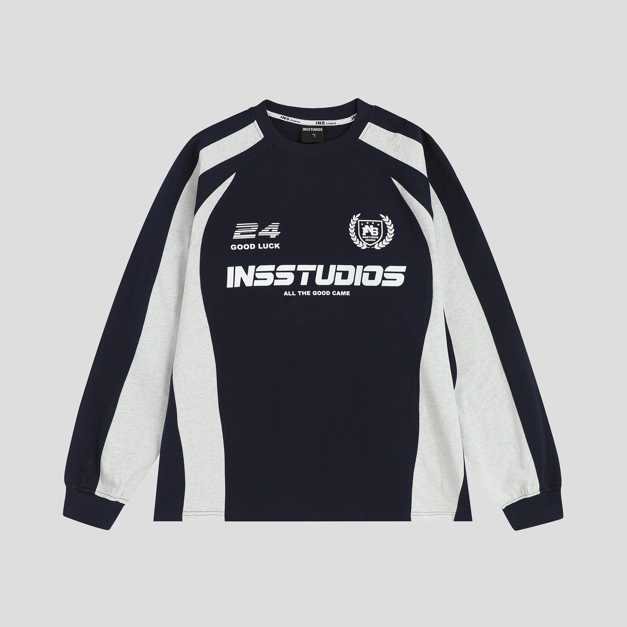 Contrasting Stitching Racing LOGO Long Sleeve T-shirt IN7074