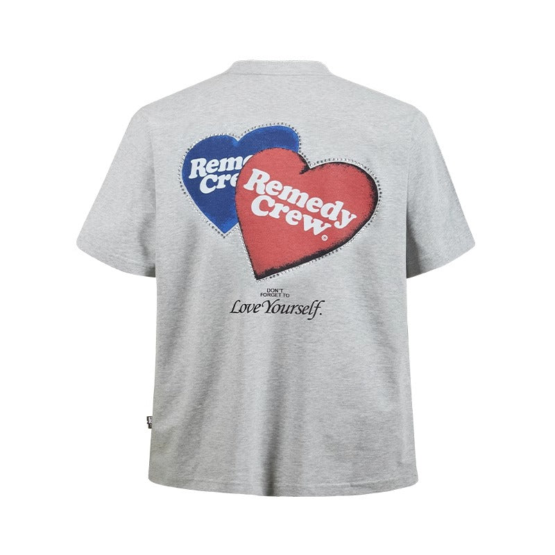 Heart Rhinestone Loose T-shirt MB7365