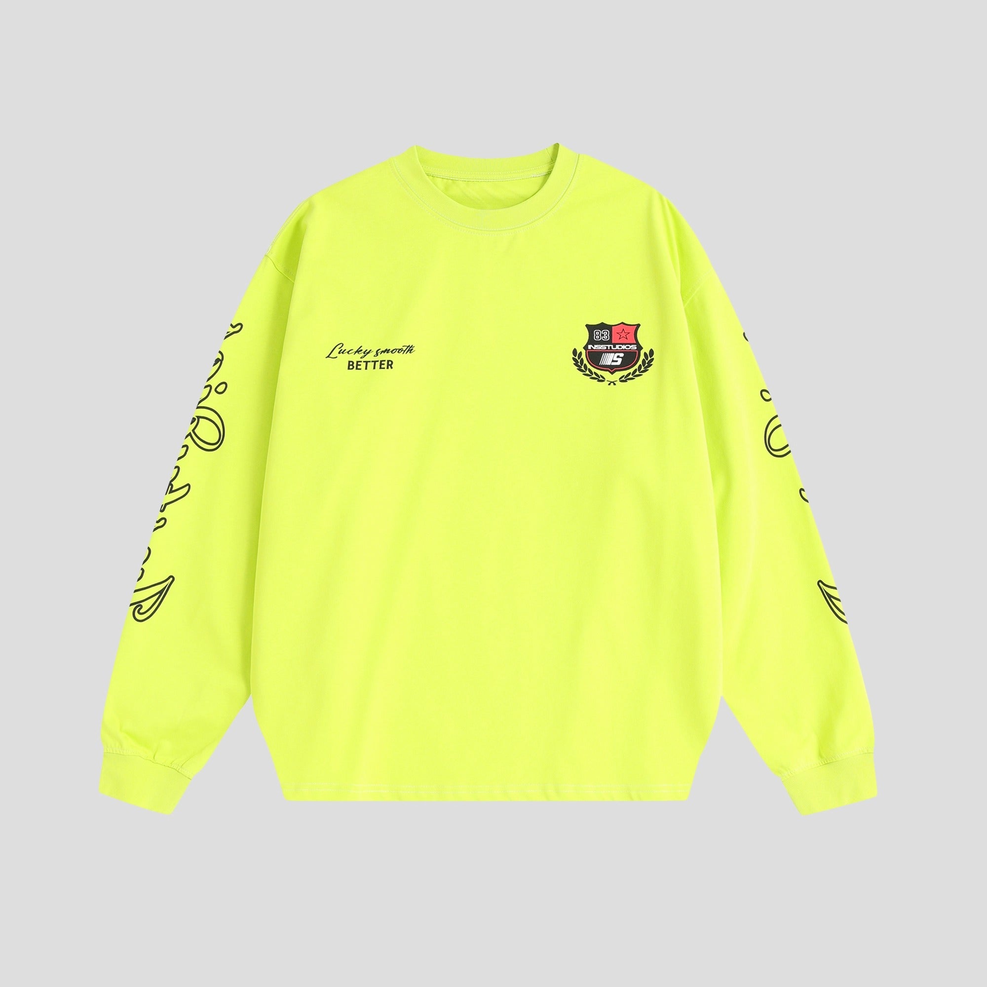 Retro Badge Print LOGO Long Sleeve T-Shirt IN7072